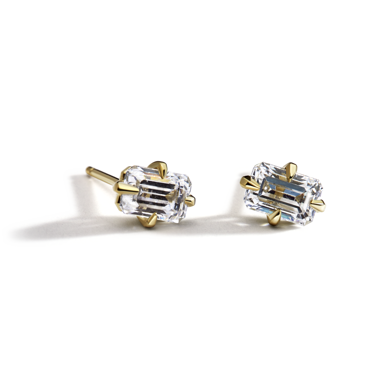 Emerald Cut Diamond Studs