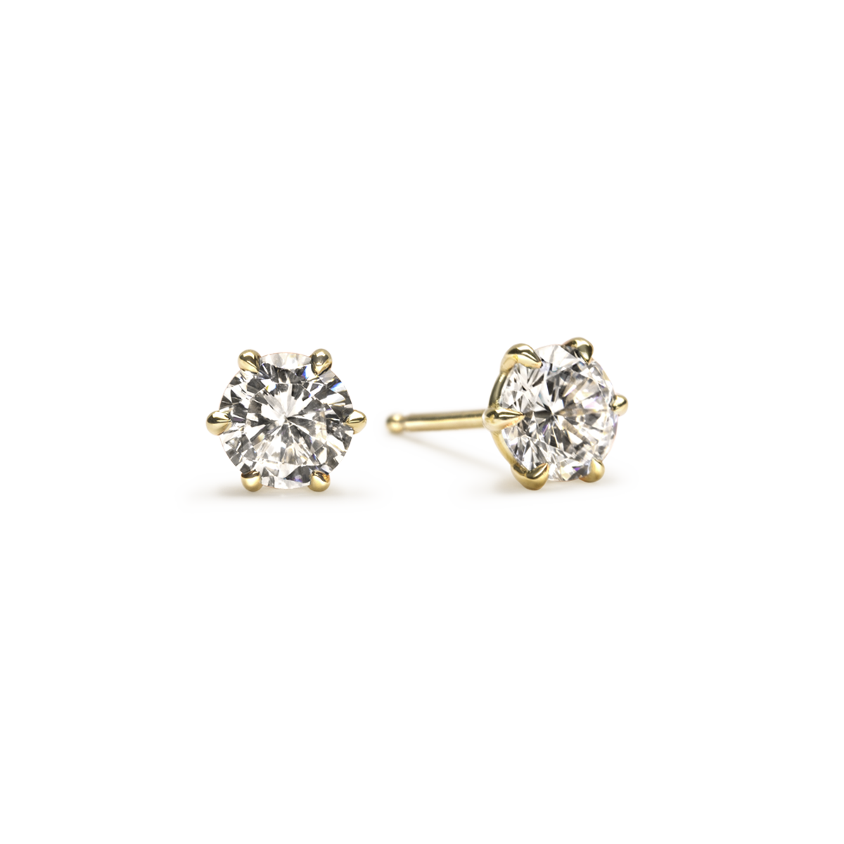 Round Diamond 6 Prong Stud Earrings