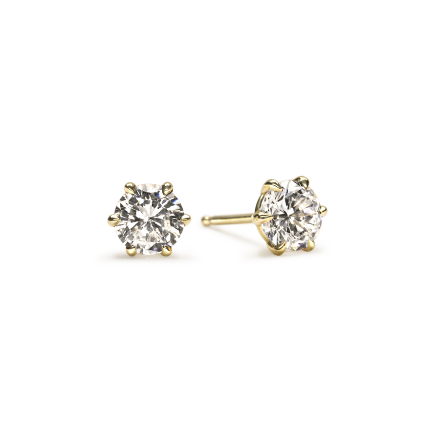 Round Diamond 6 Prong Stud Earrings
