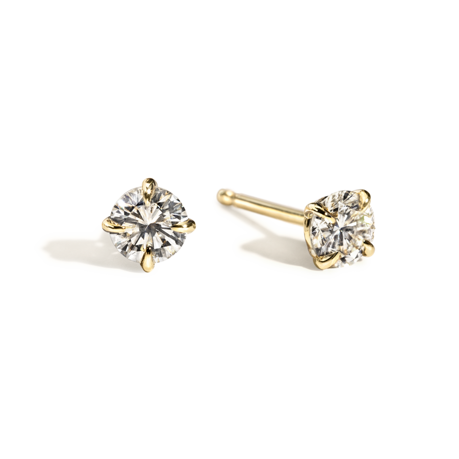 Round Diamond 4 Prong Stud Earrings