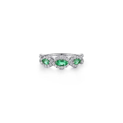 Gabriel & Co. Emerald Marquise & Diamond Ring