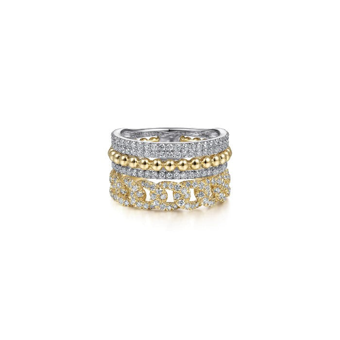 Gabriel & Co. Two-Tone Diamond Layered Ring
