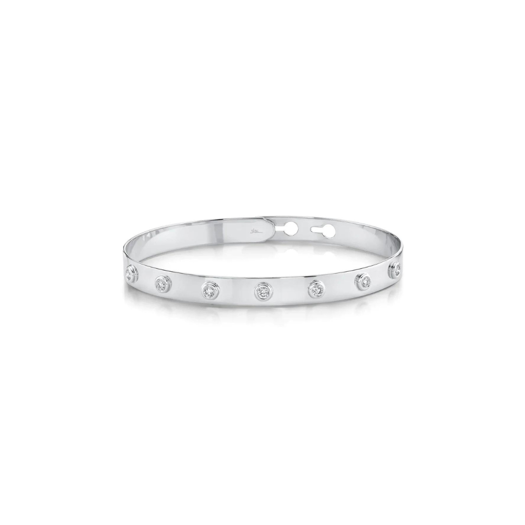 Shy Creation Diamond Bezel Latch Lock Bangle