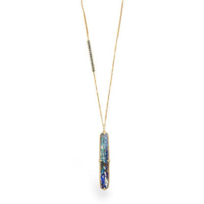 Amáli Boulder Opal Necklace with Blue Diamonds