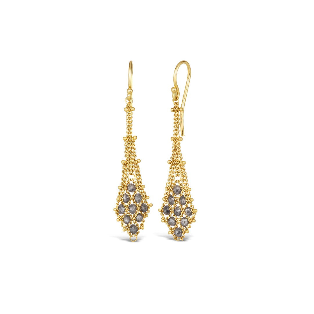 Amáli Grey Diamond Textile Suspended Lattice Earrings