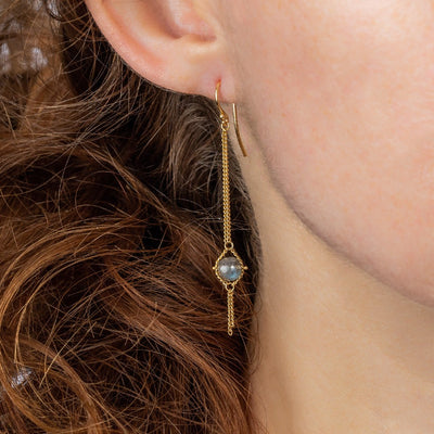 Amáli Labradorite Textile Dewdrop Earrings