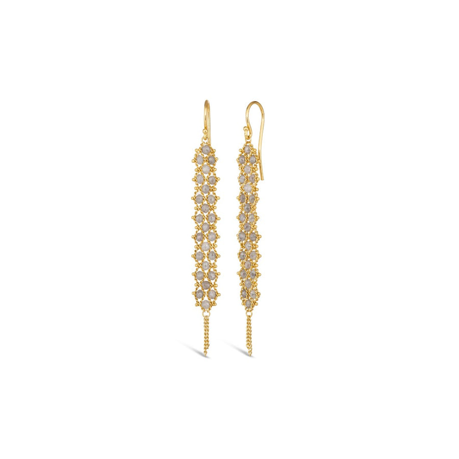 Amáli Silver Diamond Woven Long Textile Earrings
