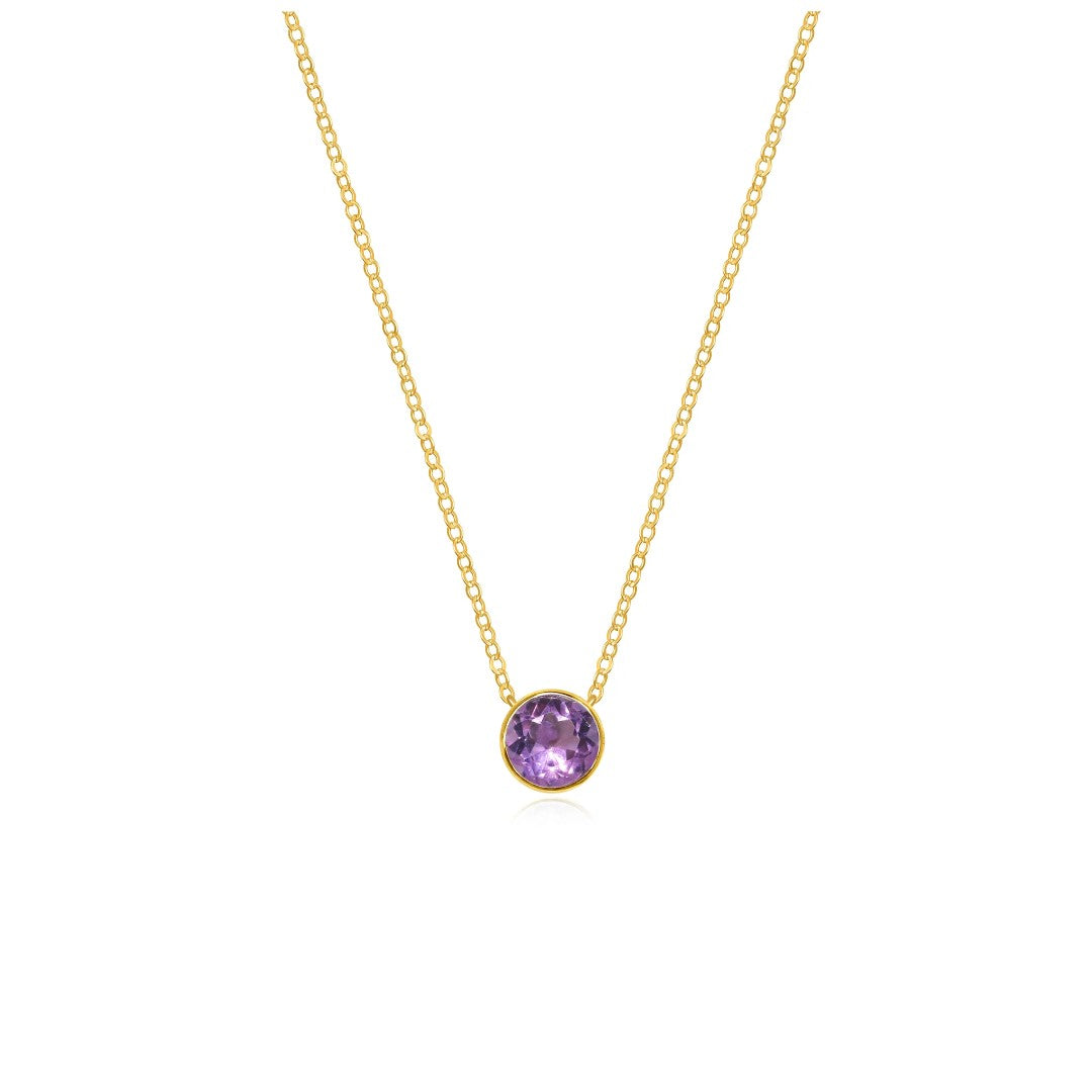 Amethyst Bezel Solitaire Necklace