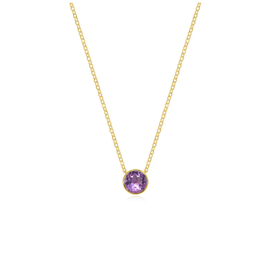 Amethyst Bezel Solitaire Necklace