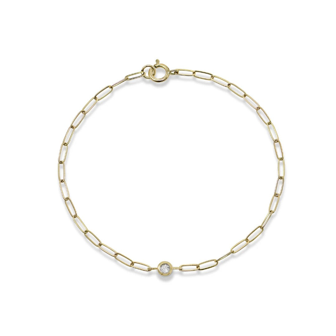 Anzie Diamond Classique Paperclip Bracelet