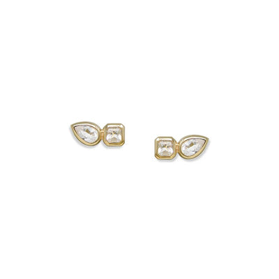Anzie Clear Topaz Cléo Jaeda Double Stud Earrings