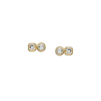 Anzie Clear Topaz Cléo Jaeda Double Stud Earrings