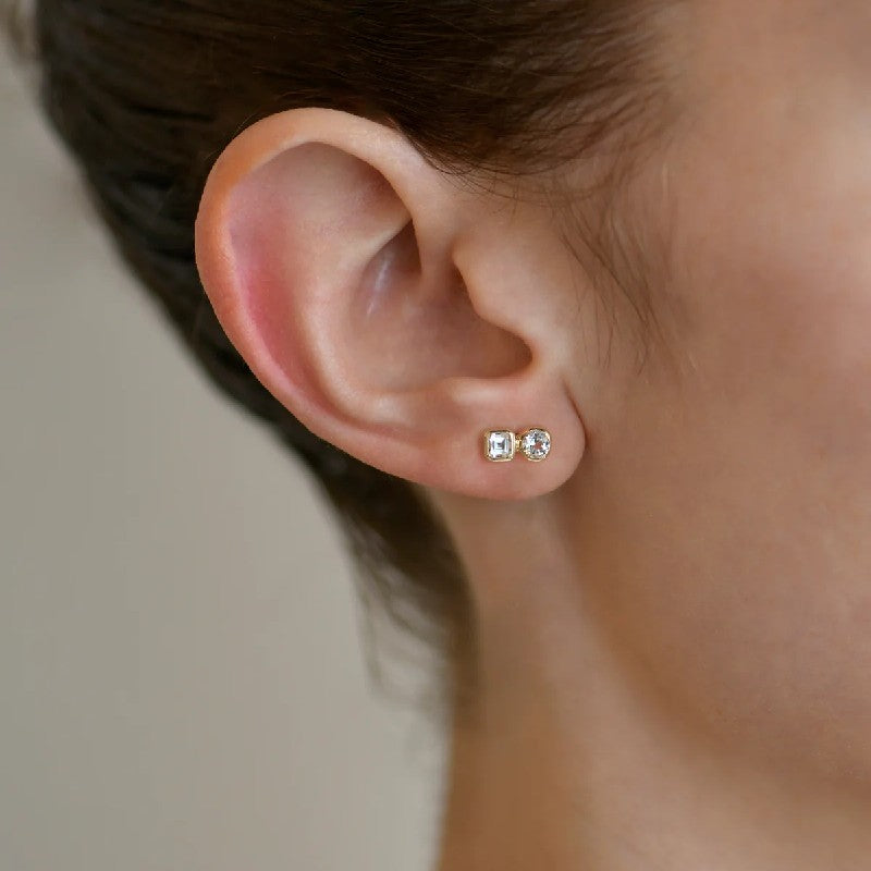 Anzie Clear Topaz Cléo Jaeda Double Stud Earrings