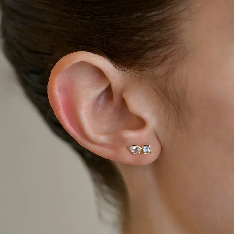 Anzie Clear Topaz Cléo Jaeda Double Stud Earrings