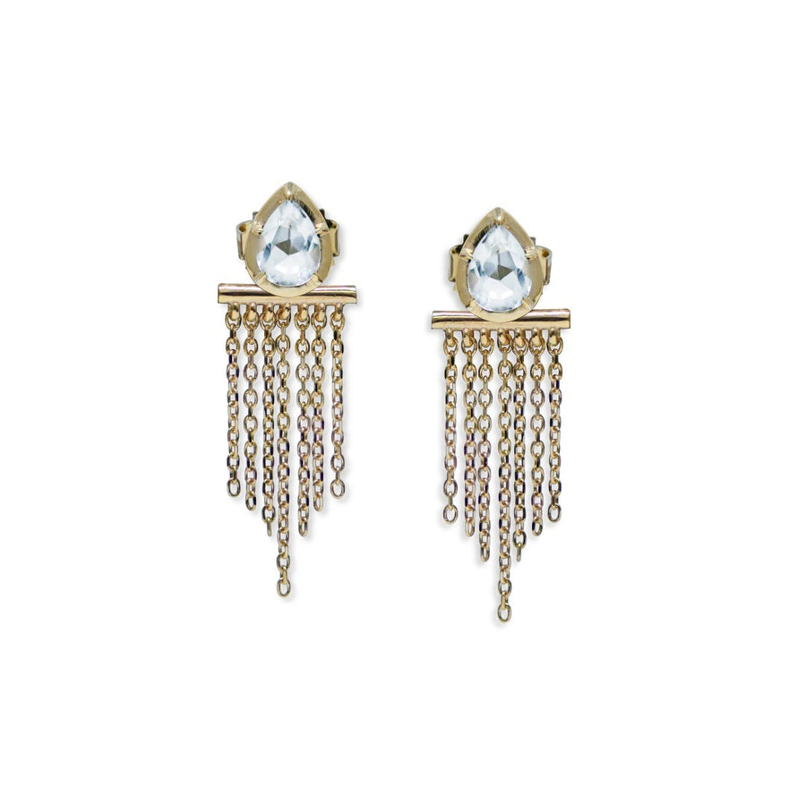 Anzie Clear Topaz Mélia Fringe Pear Studs