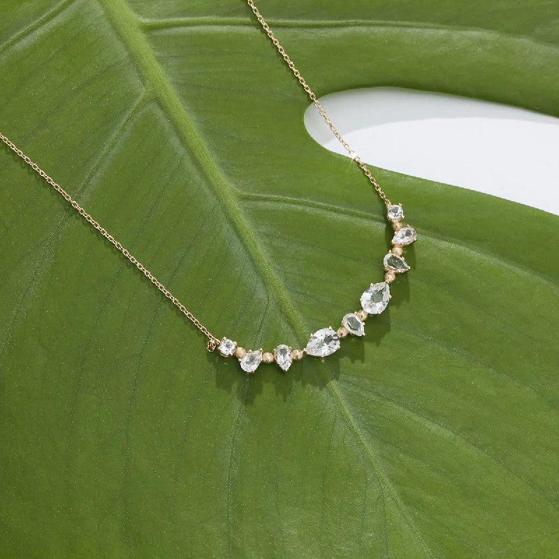 Anzie Mélia Clear Topaz Bar Necklace