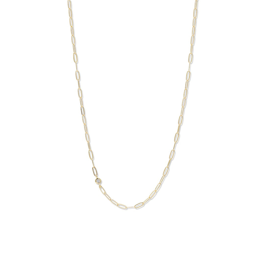 Anzie Diamond Classique Paperclip Necklace