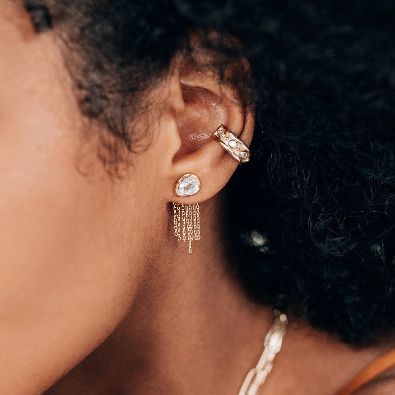 Anzie Clear Topaz Mélia Fringe Pear Studs