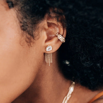 Anzie Clear Topaz Mélia Fringe Pear Studs