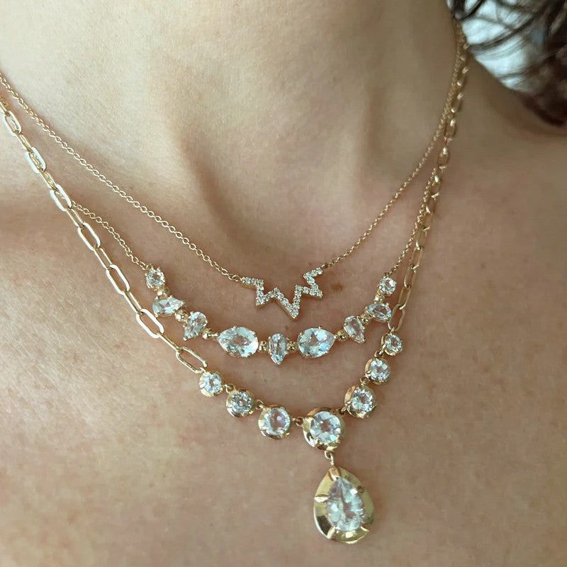 Anzie Mélia Clear Topaz Bar Necklace