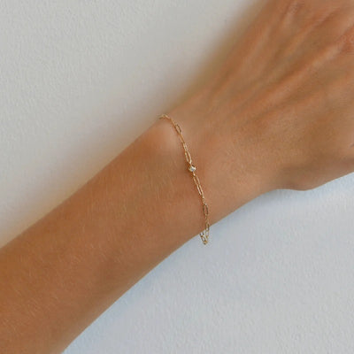 Anzie Diamond Classique Paperclip Bracelet