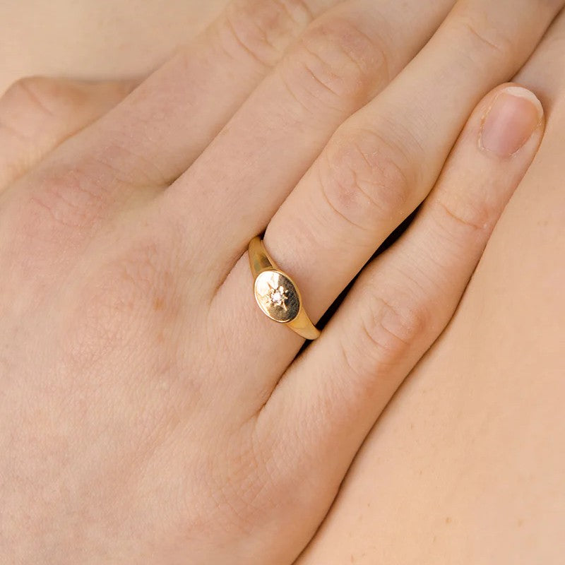 Anzie Aztec Vintage Star Signet Ring