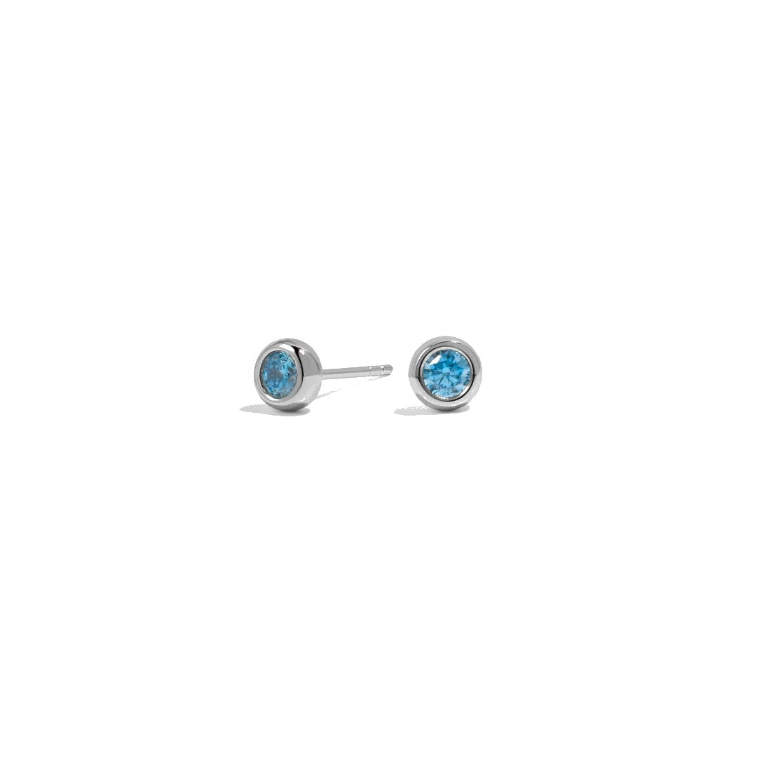 Aquamarine Bezel Stud Earrings
