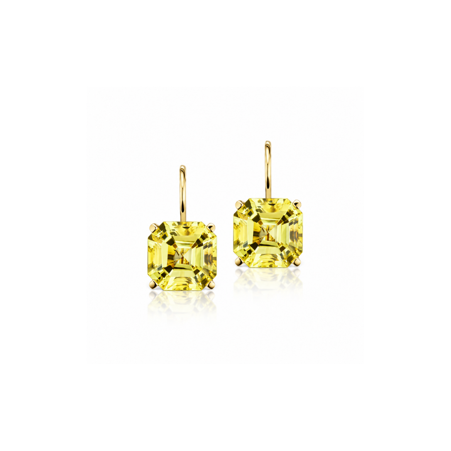 Jane Taylor Octagonal Drop Earring in Lemon Quartz
