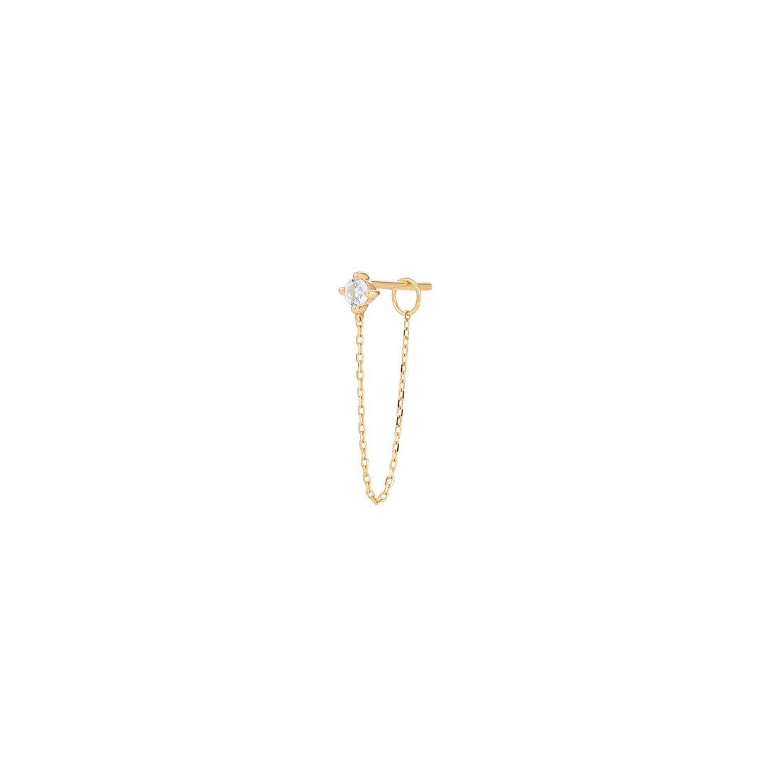 AURELIE GI Ava White Sapphire Chain Single Drop Earring