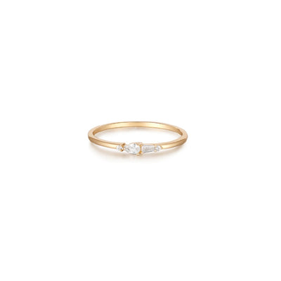 AURELIE GI Gemma Pear, Baguette and Round White Sapphire Ring