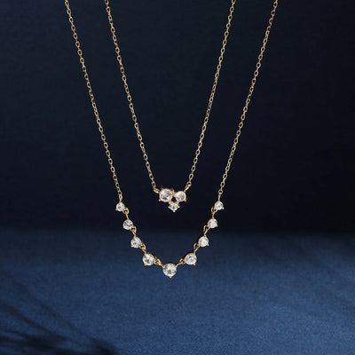 AURELIE GI Norma Rose Cut Triple White Sapphire Necklace