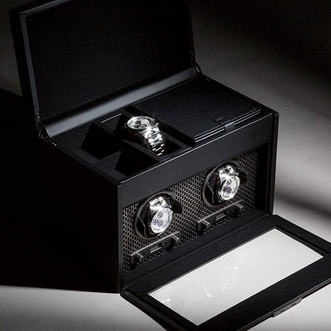 WOLF AXIS Double Watch Winder with Storage