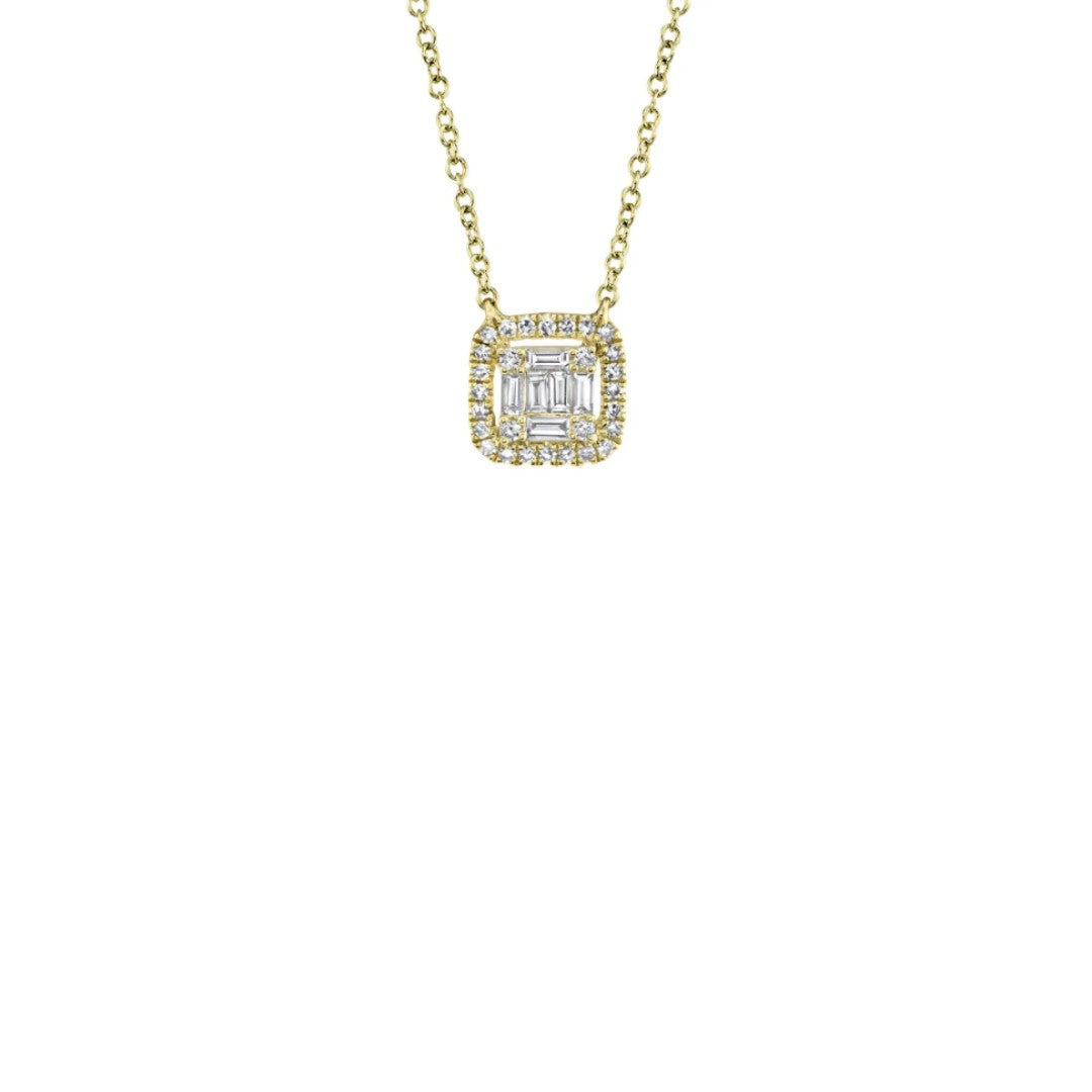 Shy Creation Baguette Diamond Cushion Necklace