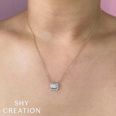 Shy Creation Diamond Baguette Octagon Necklace