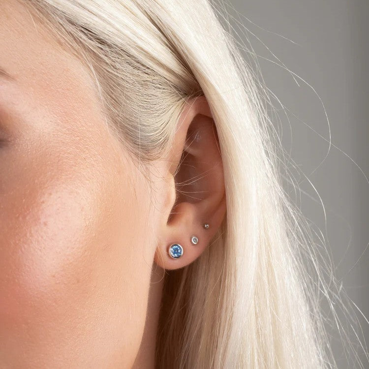 Aquamarine Bezel Stud Earrings