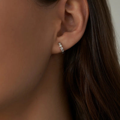 Bezel CZ Huggie Hoops