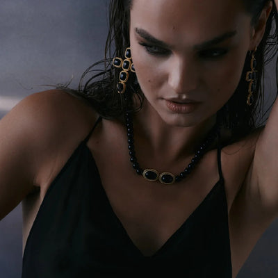 Luv AJ The Midnight Mesa Beaded Necklace in Gold