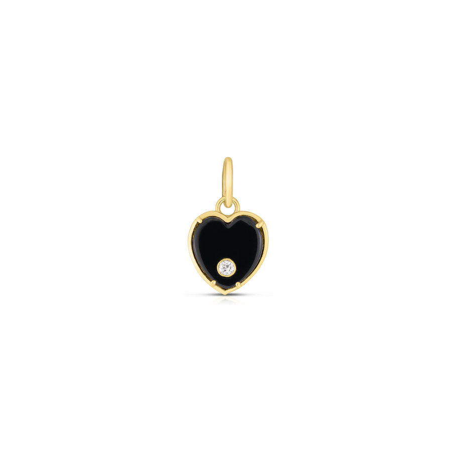 Tara Mikolay Onyx Heart with Single Diamond Charm
