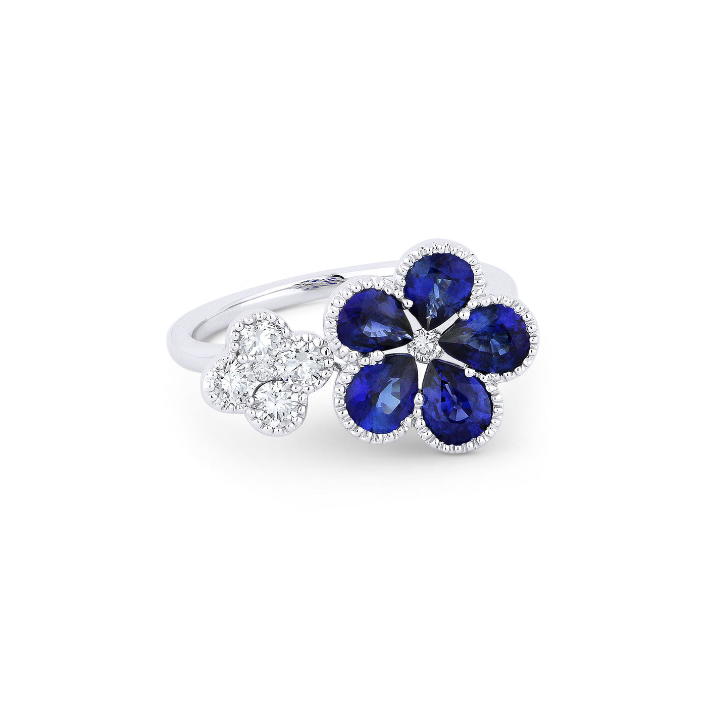 Sapphire and Diamond Flower Ring