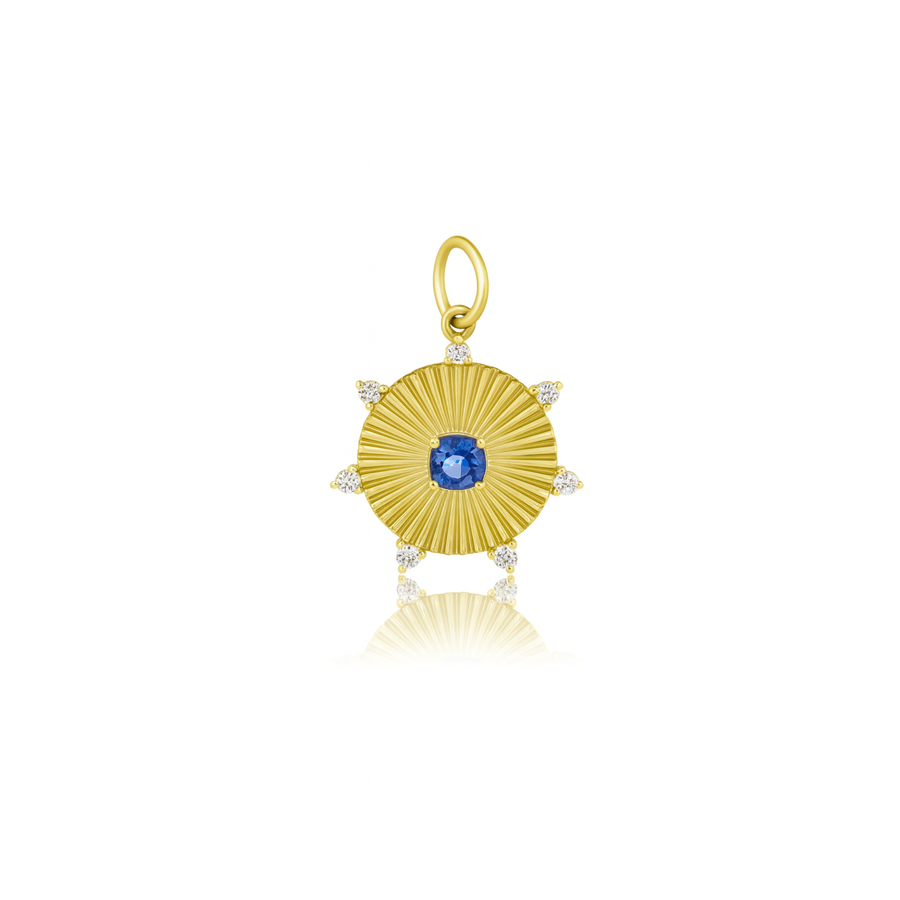 Tara Mikolay Sapphire & Diamond Fluted Disc Charm