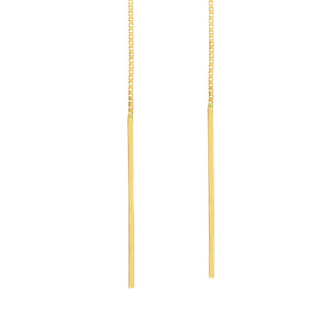 Thin Bar Box Chain Threader Earrings