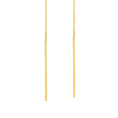 Thin Bar Box Chain Threader Earrings