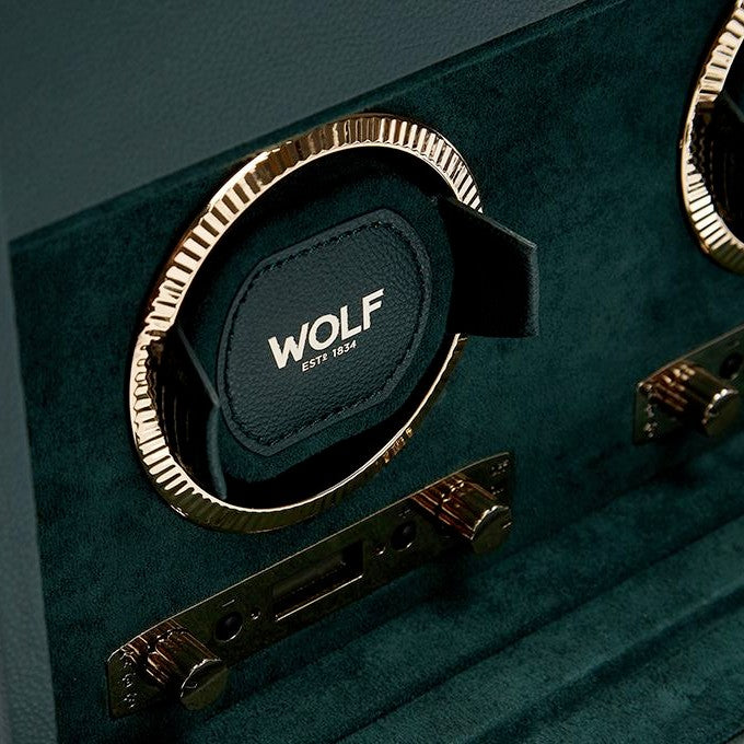 WOLF British Racing Double Watch Winder with Storage