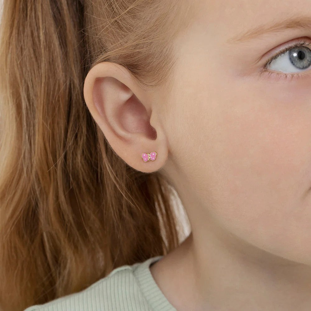 Polka Dot Butterfly Little Girl's Stud Earrings