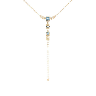 Celine Daoust Aquamarine & Diamond Lariat Totem Necklace