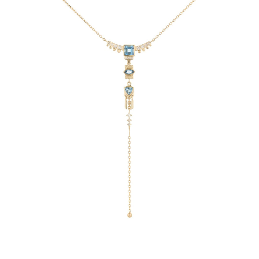 Celine Daoust Aquamarine & Diamond Lariat Totem Necklace