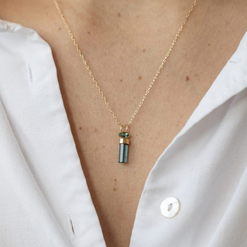 Celine Daoust Baguette Cut Blue Tourmaline Necklace
