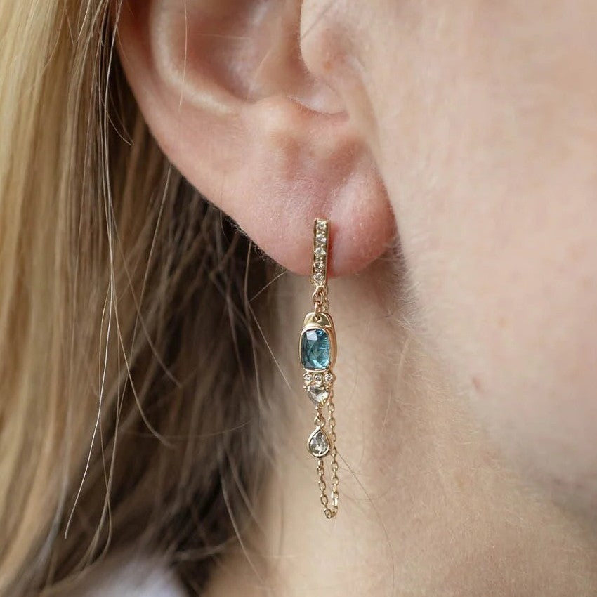 Celine Daoust Tourmaline & Diamond Chain Earrings