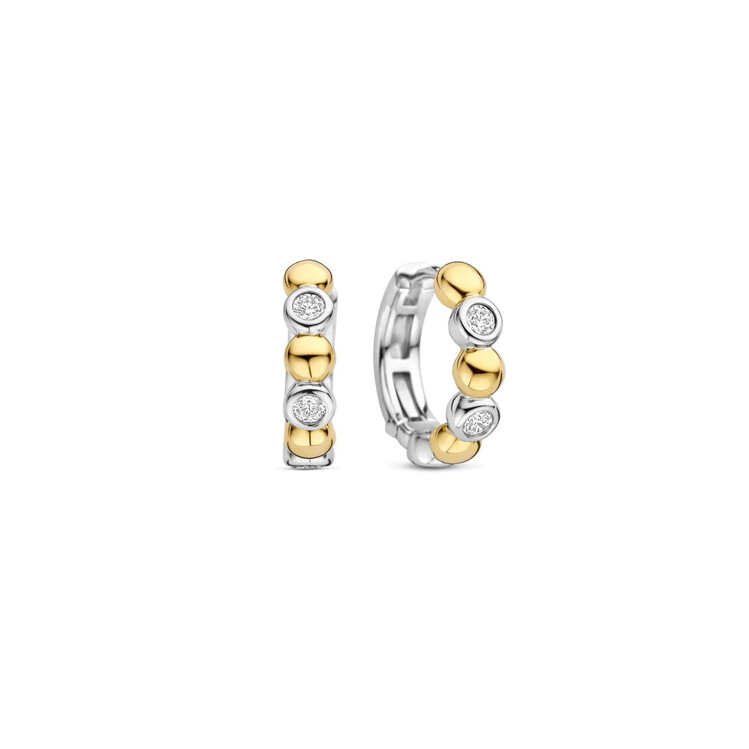 Ti Sento Milano Alternating Two Tone Huggie Hoops