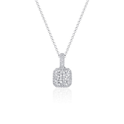 Cluster Diamond Cushion Pendant Necklace
